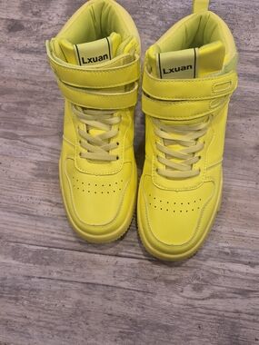Bright Yellow High-Top Sneakers